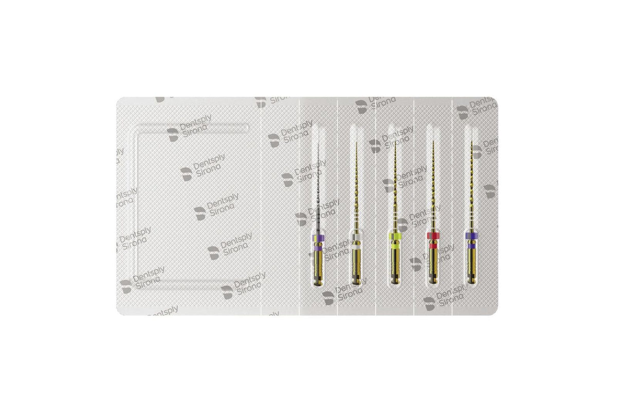 Foto illustrativa assortimento PROTAPER ULTIMATE da cinque strumenti; non rappresenta necessariamente misura versione o quantita venduta; articolo venduto DENTSPLY MAILLEFER PROTAPER ULTIMATE 5 pezzi sequenza 25 mm