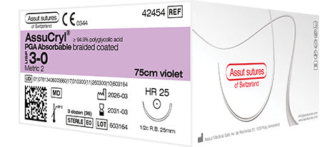 Foto generica della linea ASSUT Assucryl; etichetta illustrativa diversa dall'articolo 4364 3/0 taper-cut 12 pezzi