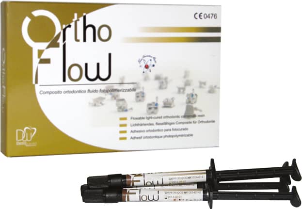 Foto illustrativa ORTHO FLOW con due siringhe; articolo venduto kit quattro siringhe da 2 g codice 00340144